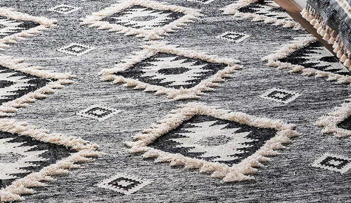 Close-up view of wool rug