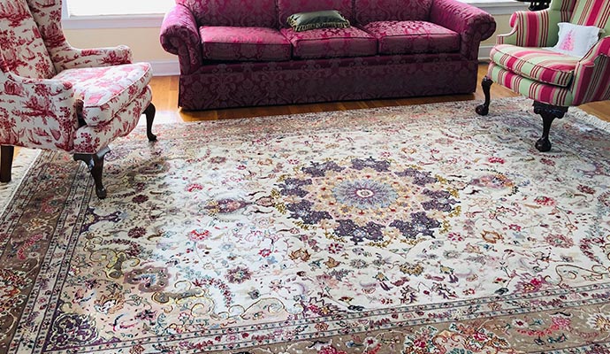 Persian rug placed on the floor