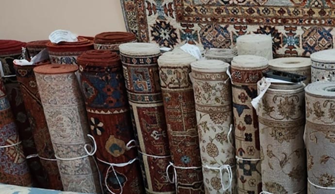 Visible different type of rolled rugs